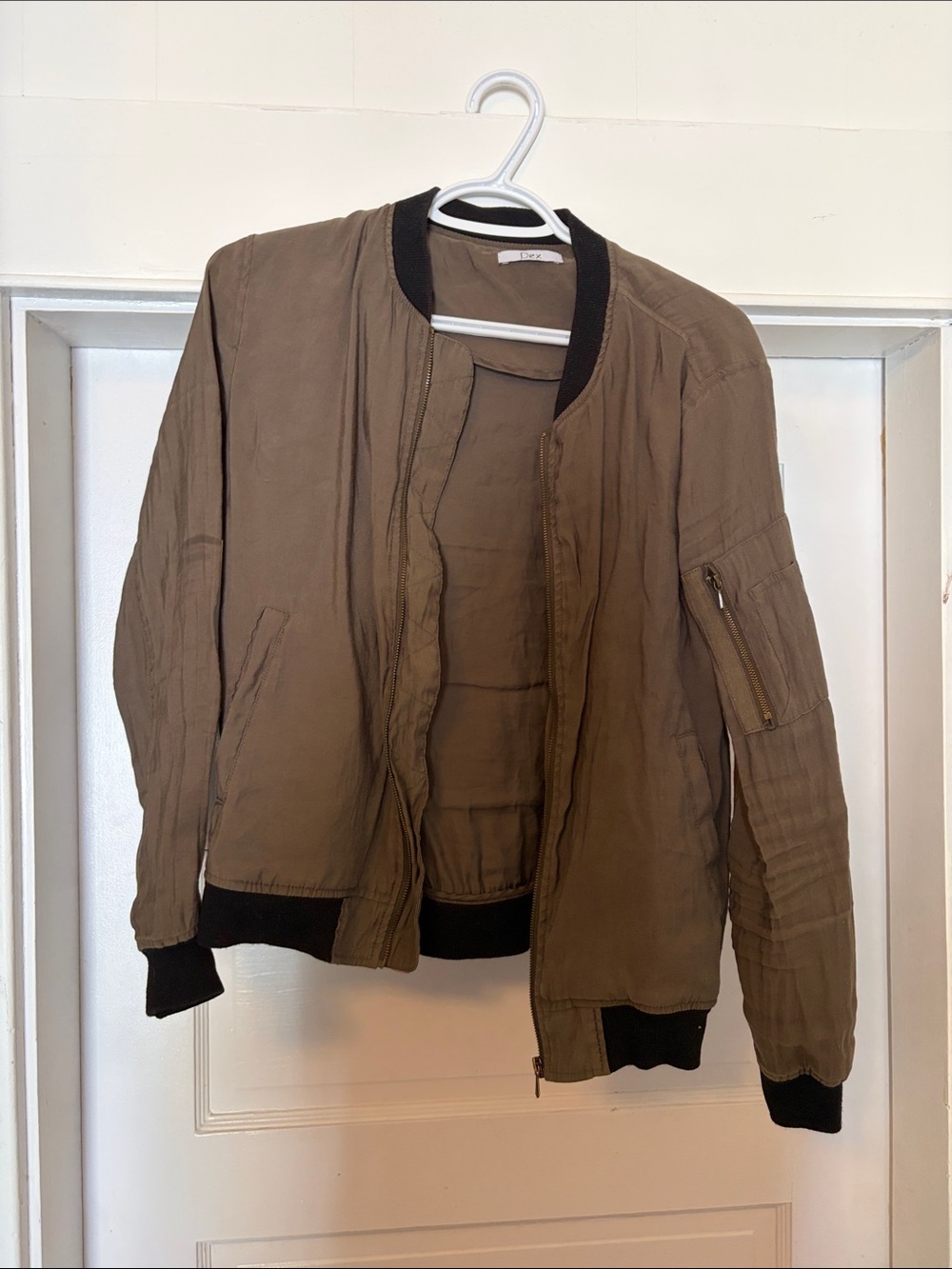 Dex Men's Brown Bomber Jacket with Black Trim